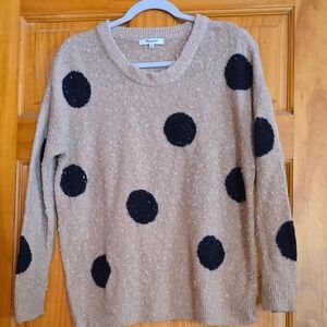 Madewell Tan and Black Polka Dot Sweater